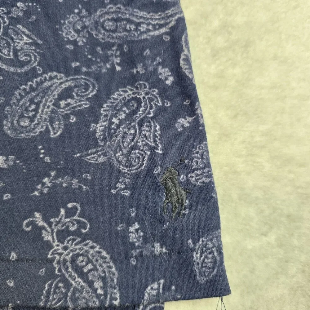 Polo Ralph Lauren Men's Polo Shirt XL Navy Paisley Bandana Print Cotton